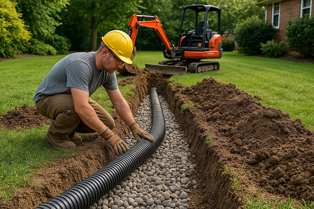 Professional drainage and grading work for a residential property in Greensboro NC