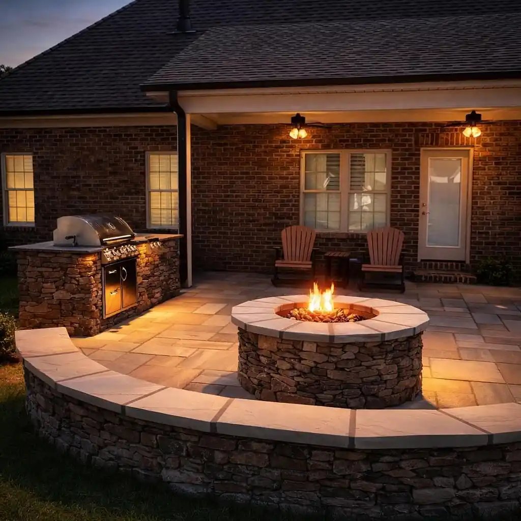 Cozy backyard fire pit with seating and outdoor gathering area