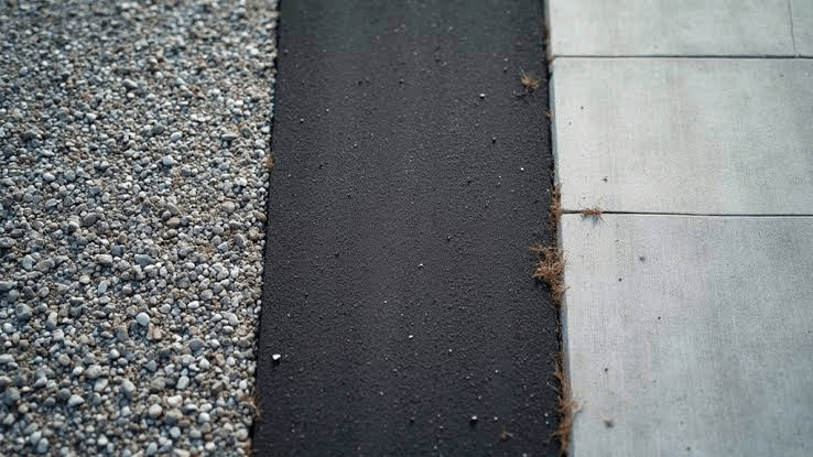 Concrete driveway edge beside a sidewalk